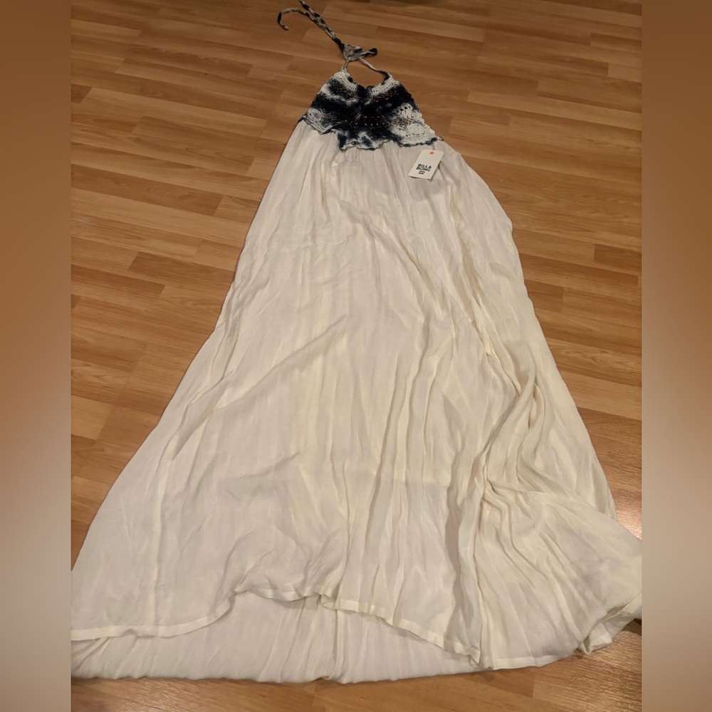 Billabong Long Sundress with Blue tie dye Crochet
